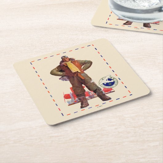 Luftpost-Pilot Rechteckiger Pappuntersetzer (angewinkelt)