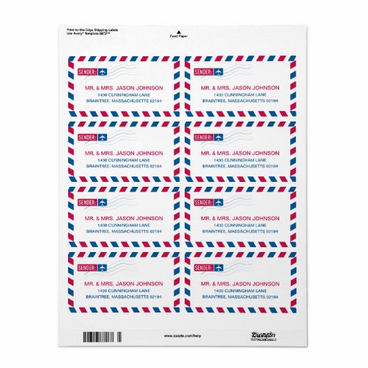 Luftpost-RÜCKSENDEADRESSE (Vorne)