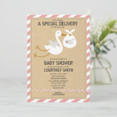 Luftpost Sonderlieferung Storchenteller Kinderdusc Einladung (Stehend Vorderseite)