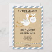 Luftpost Sonderlieferung Stork Boy Babydusche Einladung (Vorderseite)