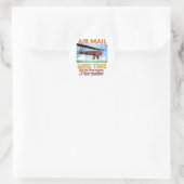 Luftpost spart Zeit Runder Aufkleber (Tasche)