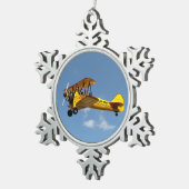 Luftpostbiplane Schneeflocken Zinn-Ornament (Rechts)