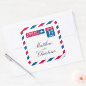 Luftposthochzeit Quadratischer Aufkleber (Umschlag)