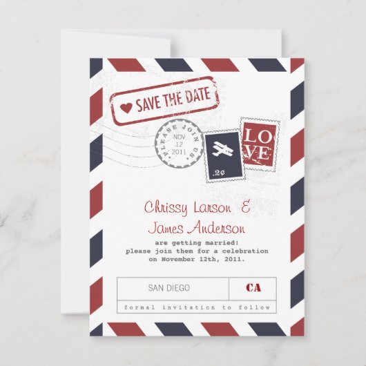 Luftpostkarte Save-the-Date Save The Date (Vorderseite)