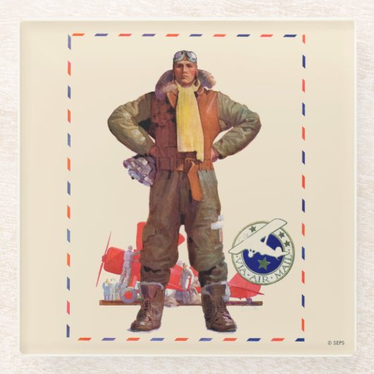 Luftpostpilot Glasuntersetzer (Vorderseite)