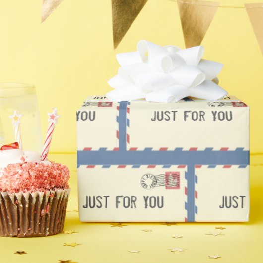 Luftpostumschlag mit Geburtsstempel Geschenkpapier (Geburtstagsparty)