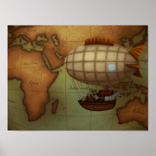 Luftschiff auf Expedition über der Osthalbkugelkar Poster
