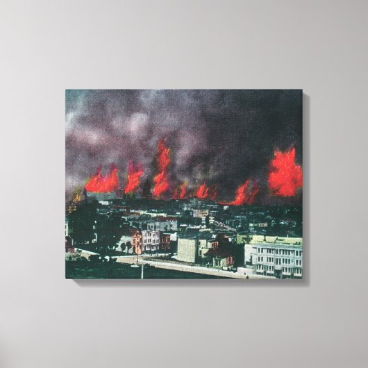 Luftschiff aus Ablaze während des Feuers 1906 Leinwanddruck (Vorderseite)