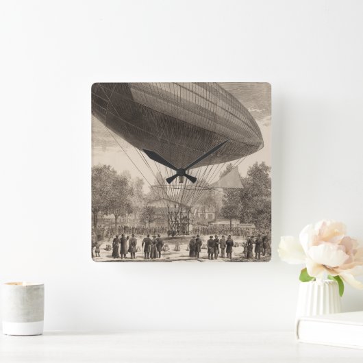 Luftschiff in Auteuil Quadratische Wanduhr (Zuhause)