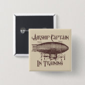 Luftschiff-Kapitän im Training, Steampunk Button (Vorne & Hinten)