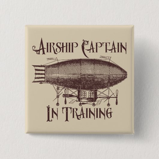 Luftschiff-Kapitän im Training, Steampunk Button (Vorderseite)