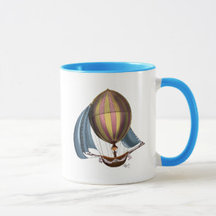 Luftschiff mit blauen Segeln Tasse