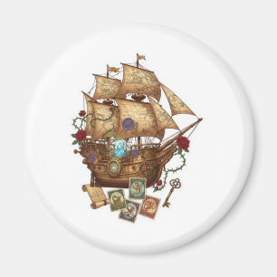 Luftschiff-Segelschiff mit Antik & Vintage Magnet