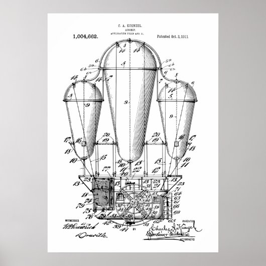 Luftschiff Steampunk Patent Poster (Vorne)