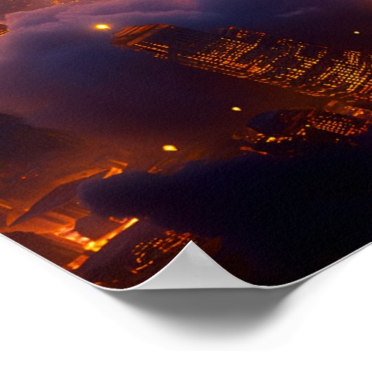 Luftschiff über der Stadt Poster (Ecke)