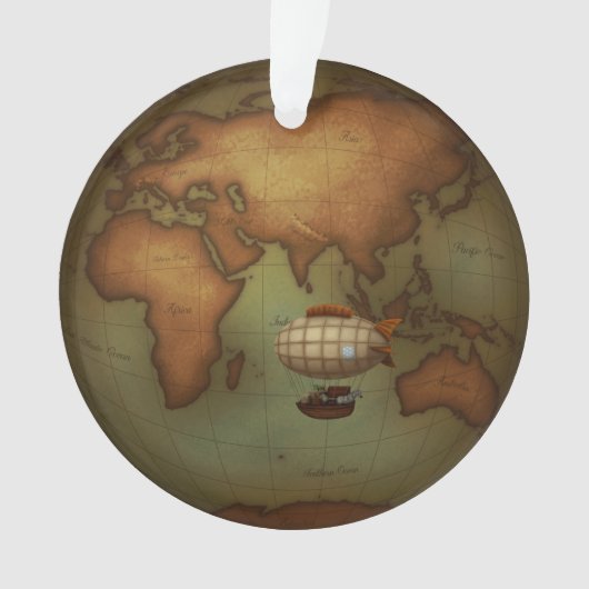 Luftschiff über die Osthalbkugel - Karte Ornament (Vorderseite)