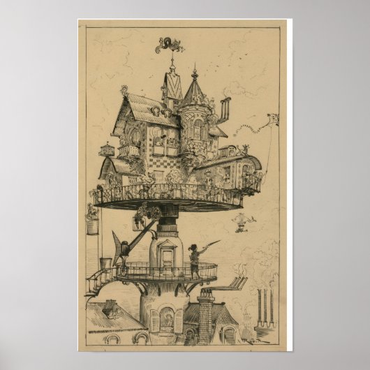 Luftschiff von Albert Robida (1883) Poster (Vorne)