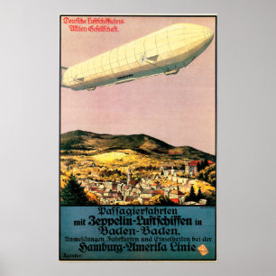 Luftschiff Zeppelin Luftschiff über Stadtplakat Poster