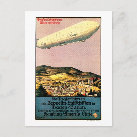 Luftschiff Zeppelin Luftschiff über Stadtplakat Postkarte (Vorderseite)