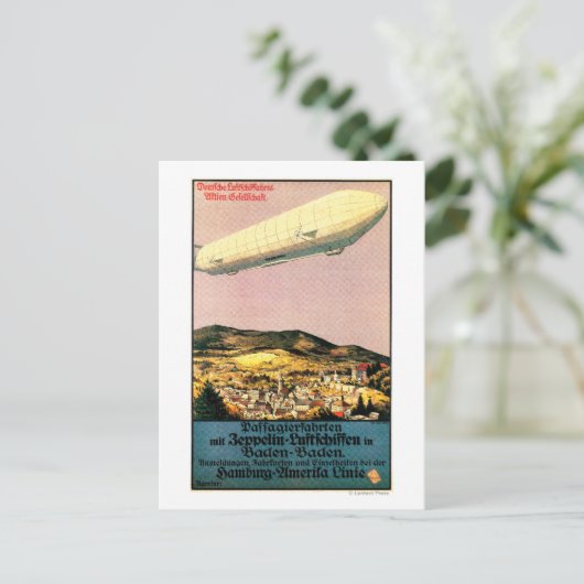 Luftschiff Zeppelin Luftschiff über Stadtplakat Postkarte (Stehend Vorderseite)