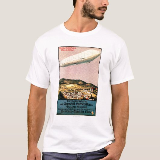 Luftschiff Zeppelin-Luftschiff über Stadtplakat T-Shirt (Vorderseite)