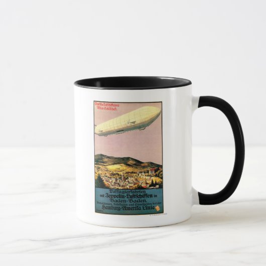 Luftschiff Zeppelin Luftschiff über Stadtplakat Tasse (Rechts)