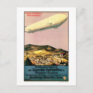 Luftschiff Zeppelin über Stadt Poster Postkarte