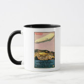 Luftschiff Zeppelin über Stadt Poster Tasse (Links)