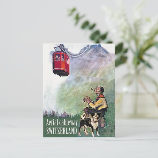 Luftseilbahn, Schweiz, Jahrgangsreise Postkarte (Stehend Vorderseite)