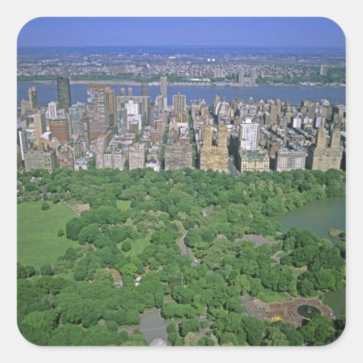 Luftsicht auf den Central Park und die Westseite Quadratischer Aufkleber (Vorderseite)