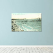 Luftsicht auf San Mateo Beach und Pier Leinwanddruck (Insitu (Holzboden))