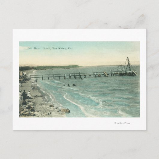Luftsicht auf San Mateo Beach und Pier Postkarte (Vorderseite)