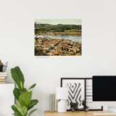 Luftsicht auf Stadt und Fluss Poster (Heimbüro)