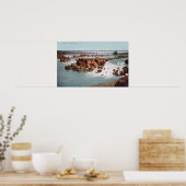 Luftsicht auf Wasserfälle und Brücke Poster (Küche)