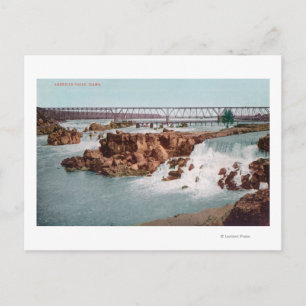 Luftsicht auf Wasserfälle und Brücke Postkarte