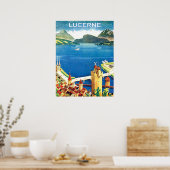 Luftsicht, Luzerner Stadt und See, Schweiz Poster (Küche)
