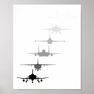 Luftstreitkräfte Kampfjets F-4 F-111 F-15 F-16 F-2 Poster