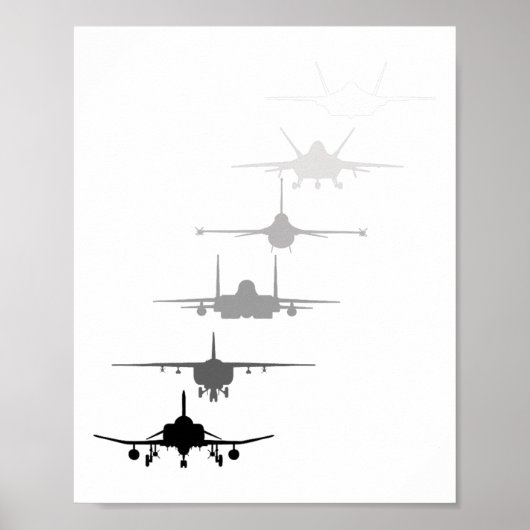Luftstreitkräfte Kampfjets F-4 F-111 F-15 F-16 F-2 Poster (Vorne)