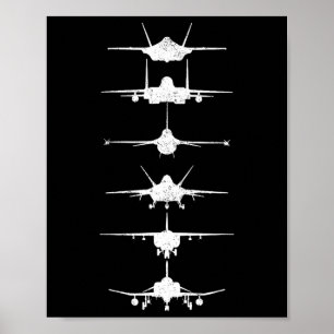 Luftstreitkräfte Kampfjets F-4 F-111 F-15 F-16 F-2 Poster