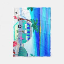 Luftstrom-Retrocamper am Strand werfen Decke