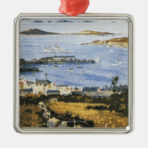 Luftszene des Stadt-und Dock-Eisenbahn-Plakats Silbernes Ornament