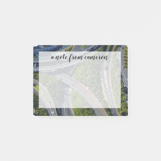 Luftverkehr über Autobahnkreuz Post-it Klebezettel (Vorderseite)