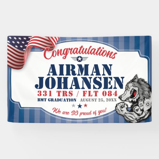 Luftwaffe Abschluss 331 TRS Wolf Pack Mascot 3x5' Banner (Horizontal)