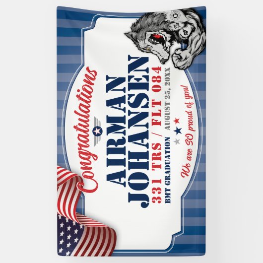 Luftwaffe Abschluss 331 TRS Wolf Pack Mascot 3x5' Banner (Vertikal)