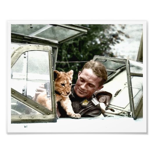 Luftwaffe Ace Franz von Werra und Simba Fotodruck (Vorne)