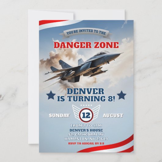 Luftwaffe Jet Pilot Geburtstag Junge Einladung (Vorderseite)