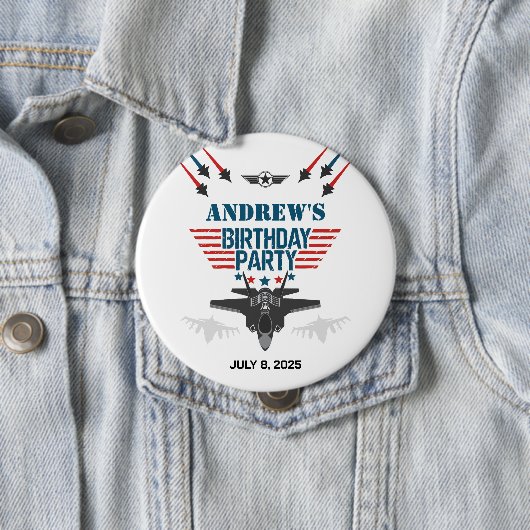 Luftwaffenflugzeug-Pilot Geburtstag Button (Beispiel)