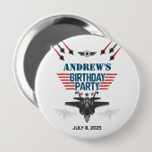 Luftwaffenflugzeug-Pilot Geburtstag Button (Vorne & Hinten)