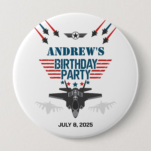 Luftwaffenflugzeug-Pilot Geburtstag Button (Vorderseite)