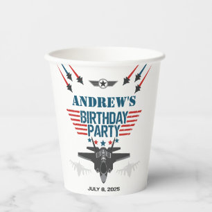 Luftwaffenflugzeug-Pilot Geburtstag Pappbecher